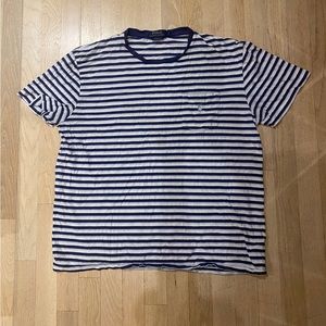 Ralph Lauren Navy and White Stripped Shirt Large Classic Fit